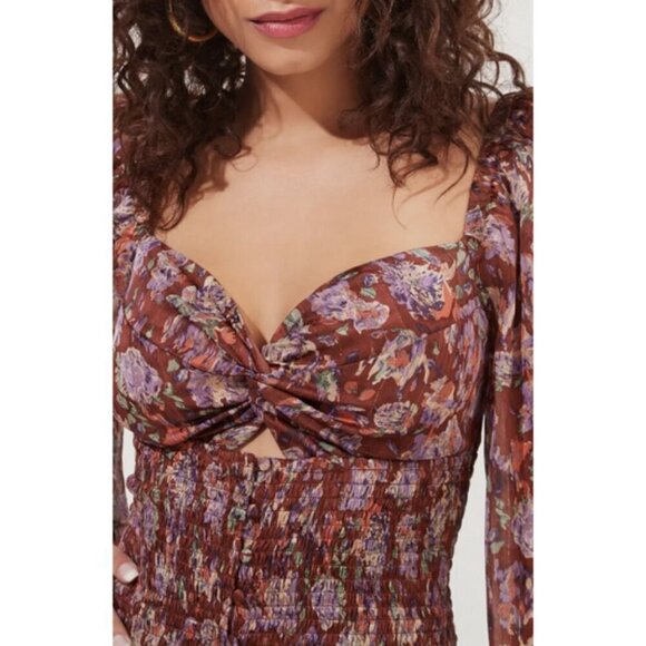 💕ASTR💕 Arlette Floral Sweetheart Long Sleeve Maxi Dress Floral Print Small NWT - Picture 9 of 16